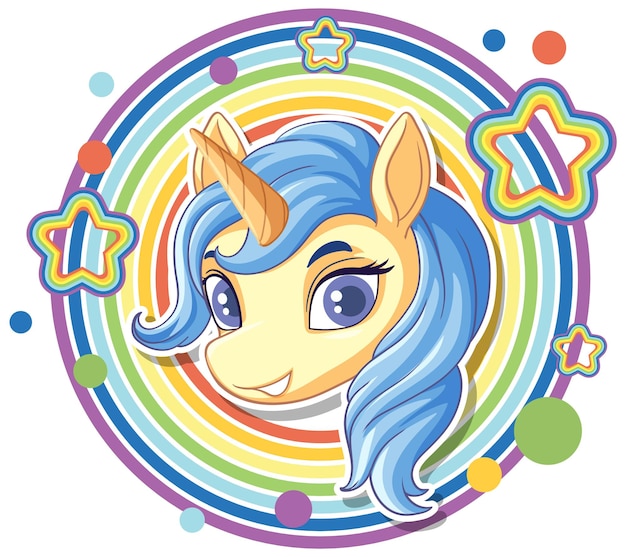 Free Vector unicorn head with rainbow