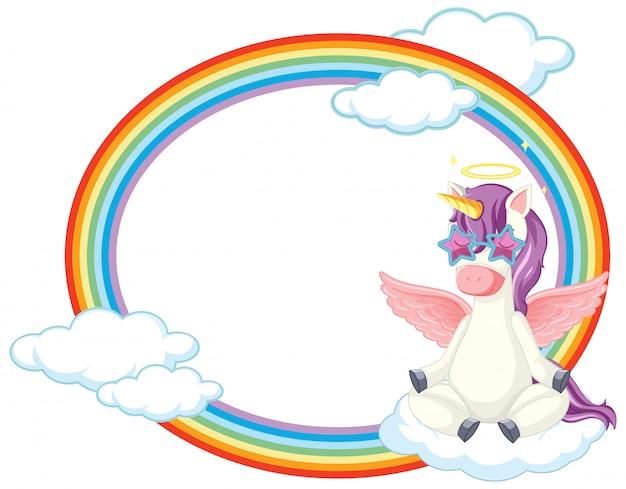 Unicorn meditate with blank banner