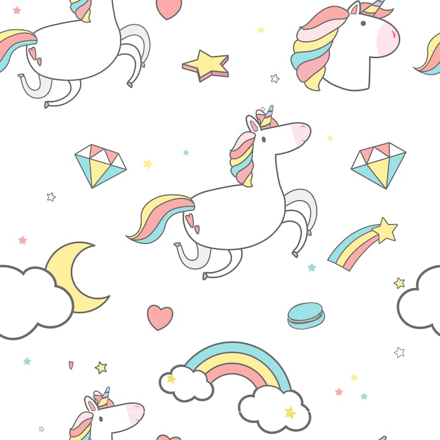 Unicorn seamless pattern background vector