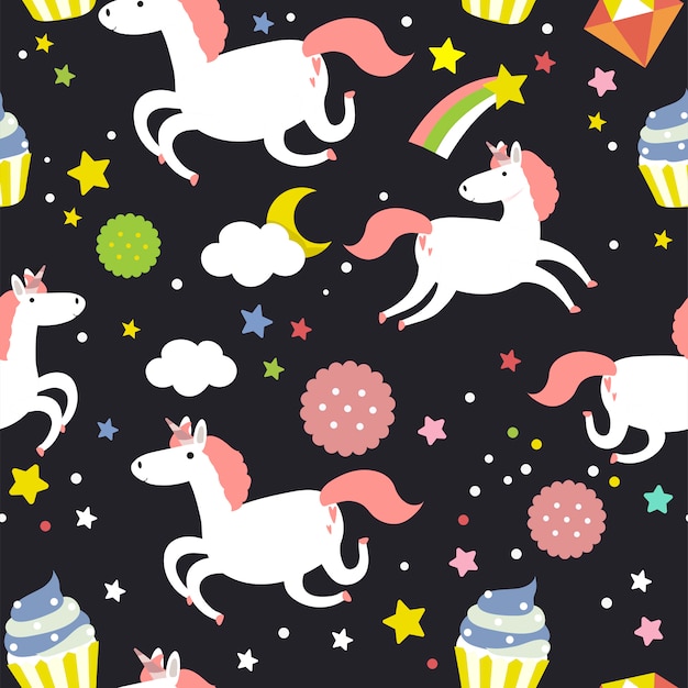 Unicorn seamless pattern background vector