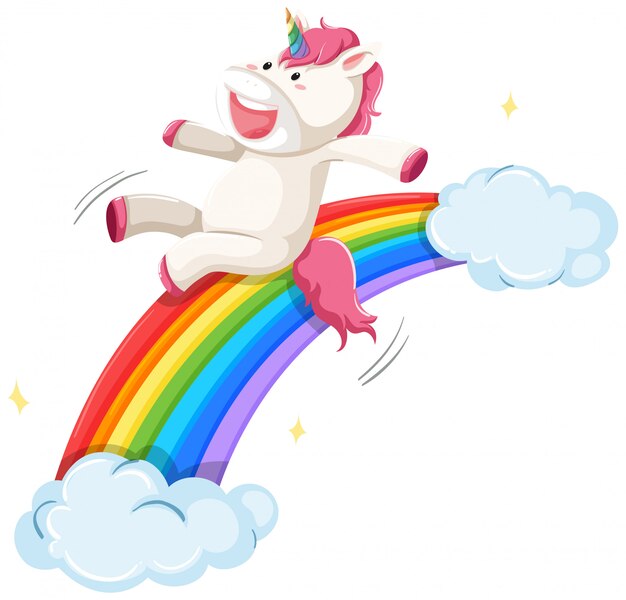 A unicorn slide on rainbow