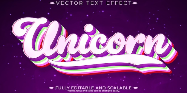 Free Vector unicorn text effect editable magical and whimsical customizable font style