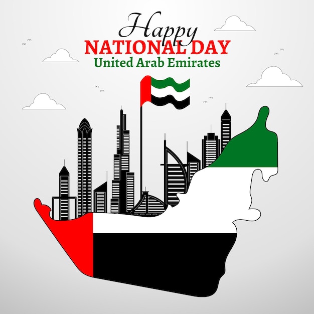 Free vector united arab emirates national day flat design background