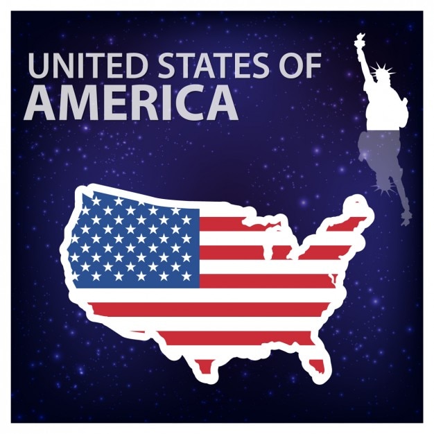 Free Vector united states of america shiny silhouette with statue of liberty