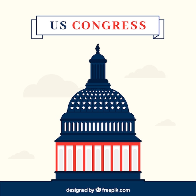 Free Vector united states congress building in flat style