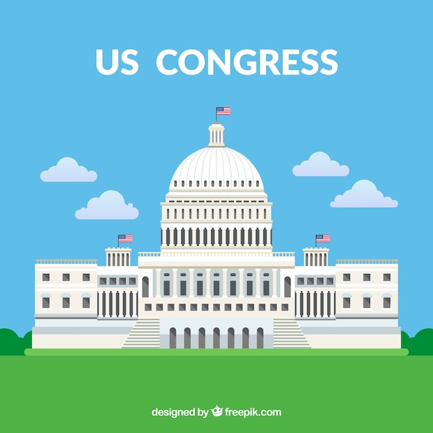 Free Vector united states congress building in flat style