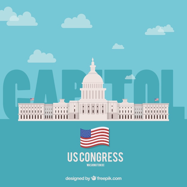 Free Vector united states congress building in flat style