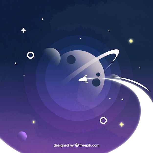 Universe background with rocket