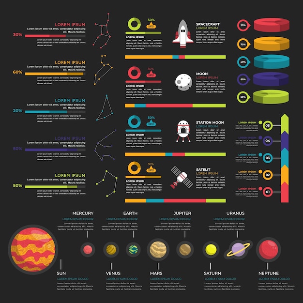 Free vector universe infographic in flat design