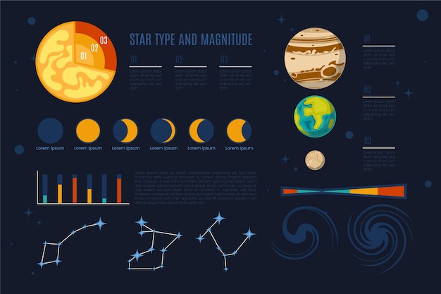 Free Vector universe infographic with planets