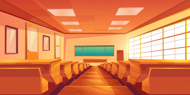 Free vector university auditorium cartoon vector interior illustration