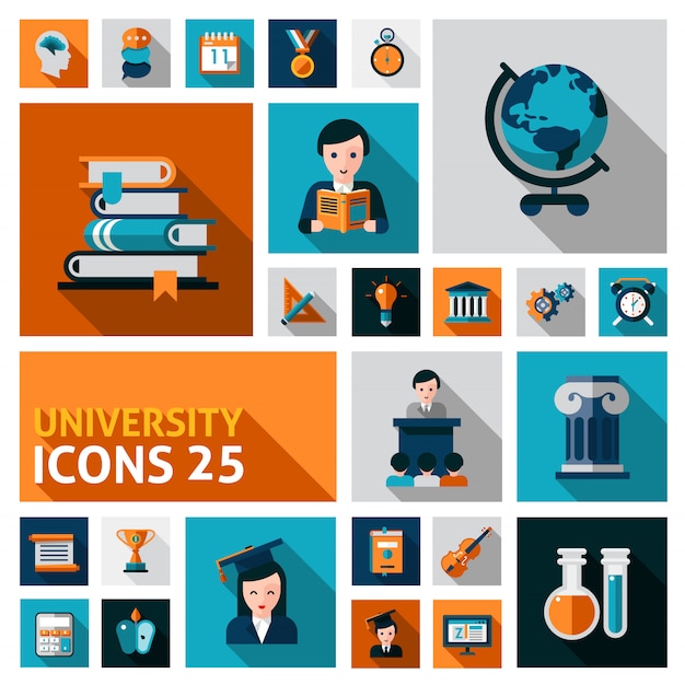 Free Vector university icons set