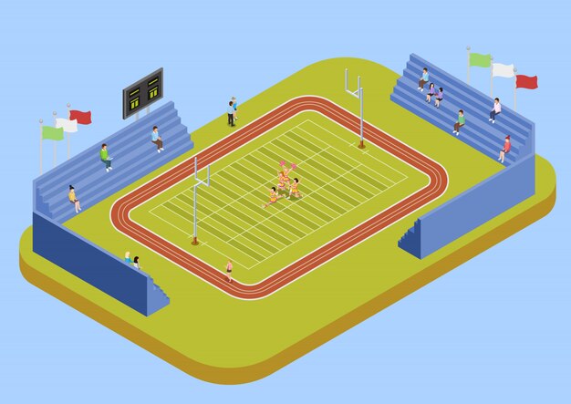 University Sport Complex Stadium Isometric Illustration