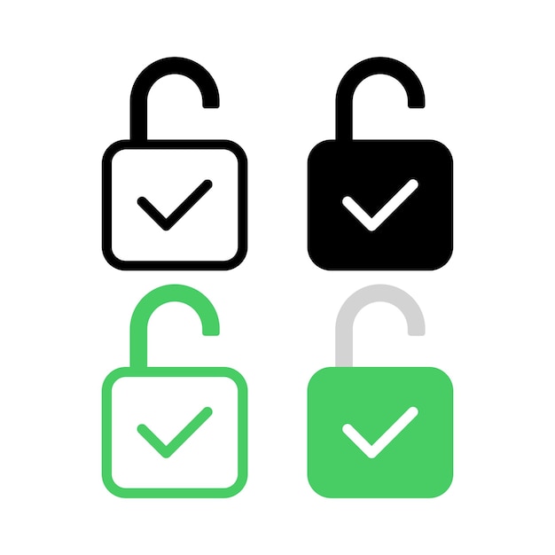 Free vector unlocked padlock check mark multiple styles