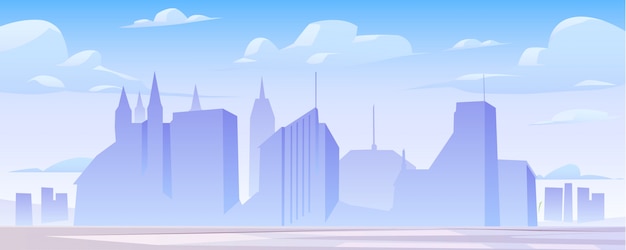 Free vector urban building skyline panoramic illustration