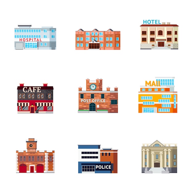 Free Vector urban buildings icon set