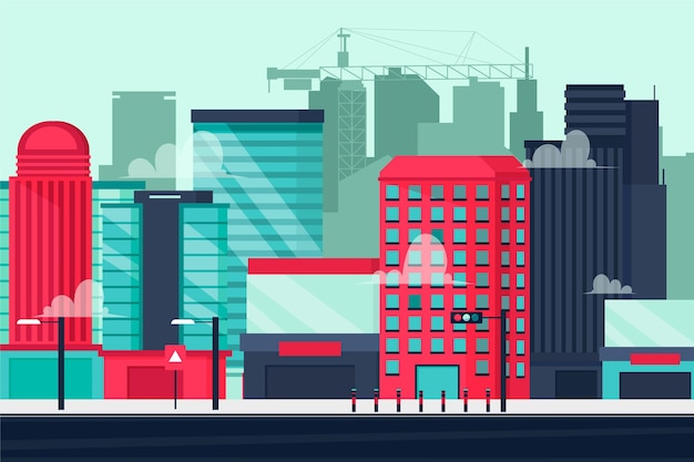 Free Vector urban city background for video conference