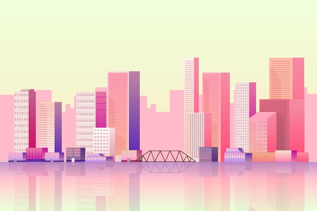 Free Vector urban city - background for video conferencing