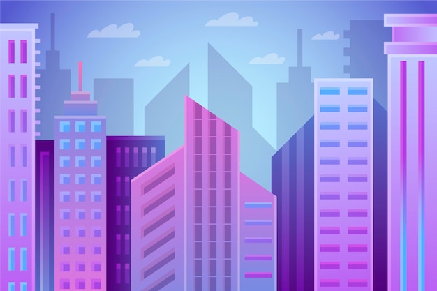 Free Vector urban city background for video conferencing