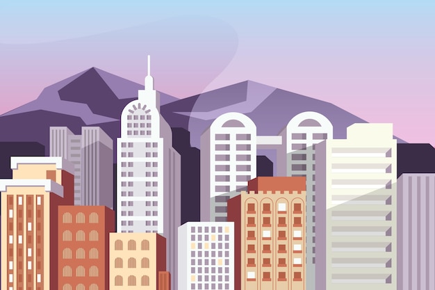 Free Vector urban city - background for video conferencing