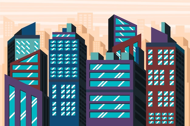 Free Vector urban city - background for video conferencing