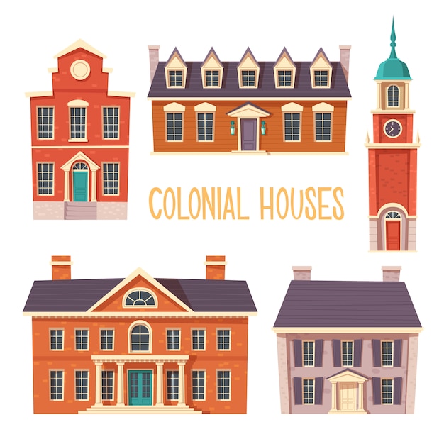 Free vector urban colonial building collection