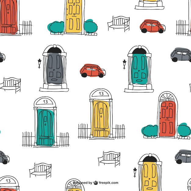 Free vector urban doors pattern