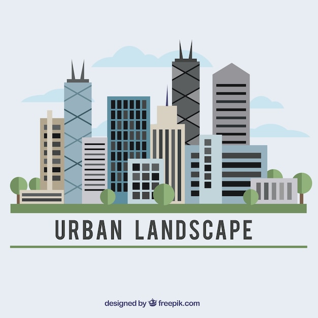 Free Vector urban landscape in flat design background