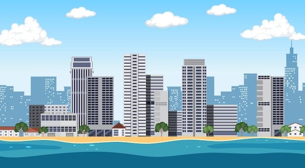 Free Vector urban landscape with high skyscrapers background