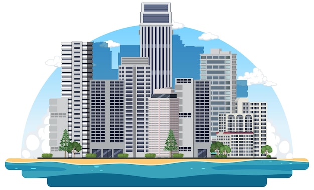 Free vector urban landscape with high skyscrapers