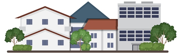 Free Vector urban landscape with houses and buildings