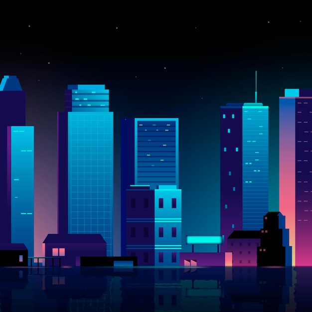 Free Vector urban scene at night background