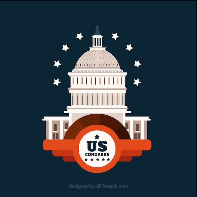 Free vector us congress building with flat design