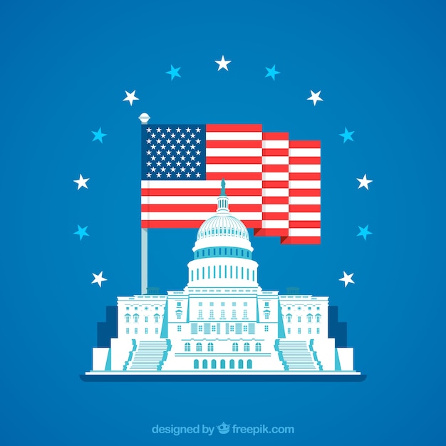 Free Vector us congress building with flat design