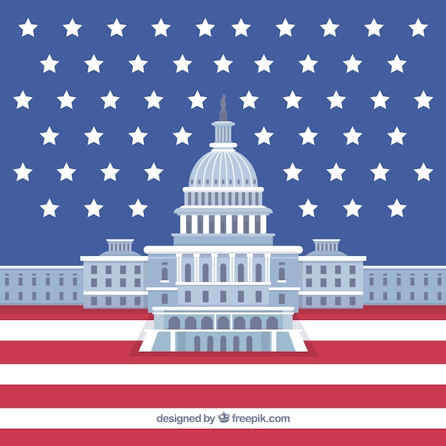 Free Vector us congress building with flat design