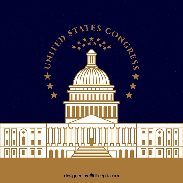 Free Vector us congress building with flat design