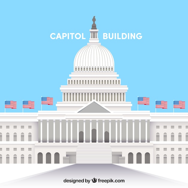 Free Vector us congress building with flat design