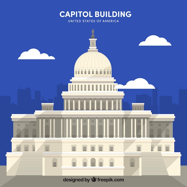 Free Vector us congress building with flat design