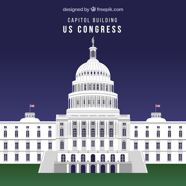 Free Vector us congress building with flat design