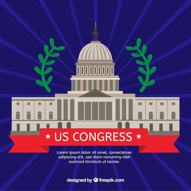 Free Vector us congress building with flat design