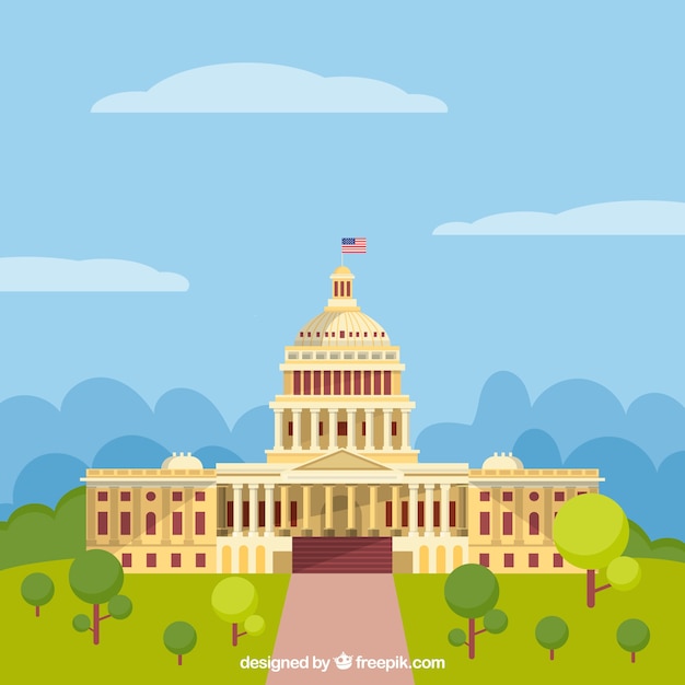 Free Vector us congress building with flat design