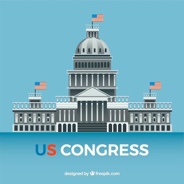 Free Vector us congress building with flat design