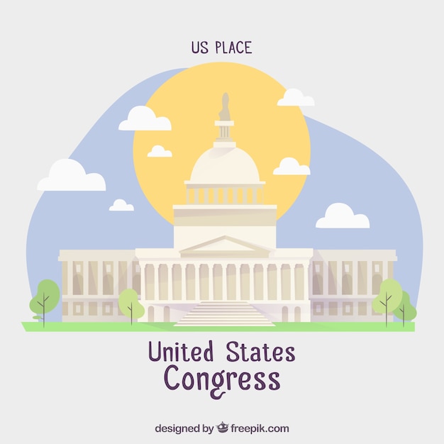 Free Vector us congress building with flat design