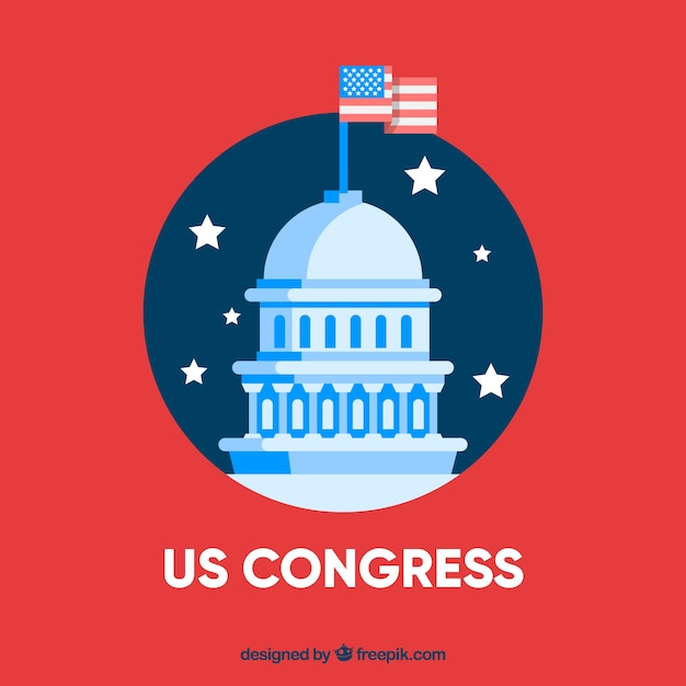 Free Vector us congress building with flat design