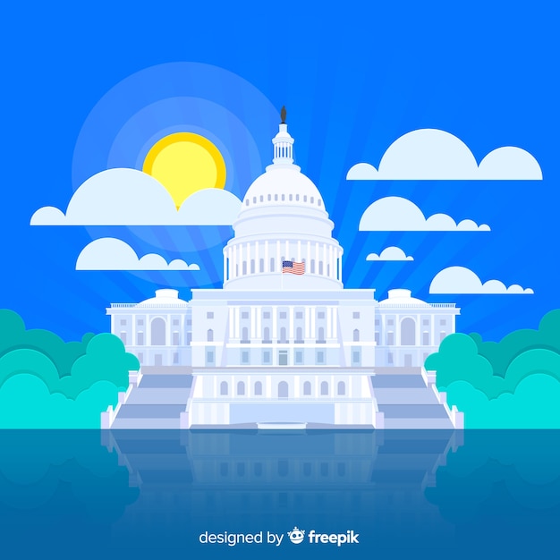 Free Vector us congress building with flat design