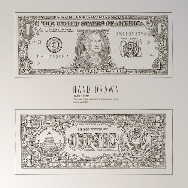 Us dollar hand drawn