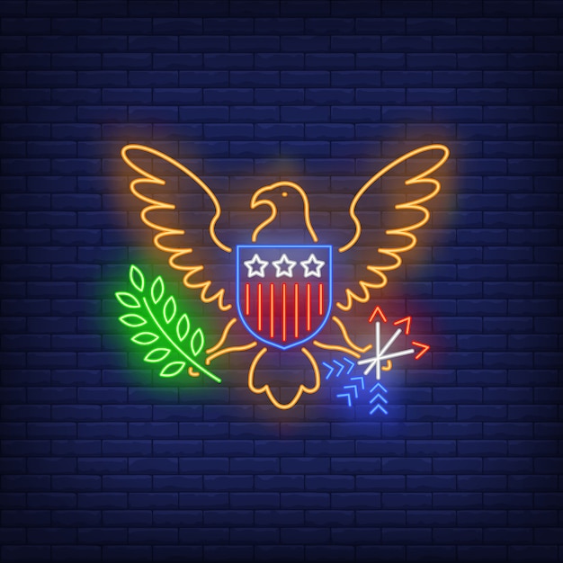 Free Vector usa coat of arms neon sign