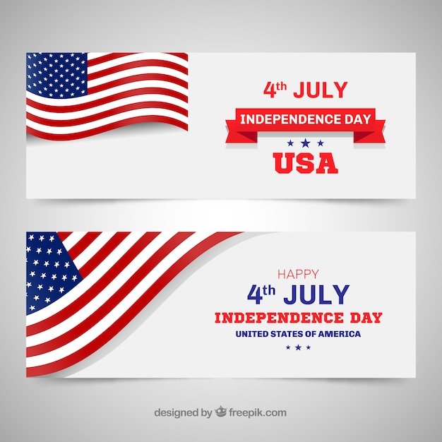 Usa independence banners with flat design