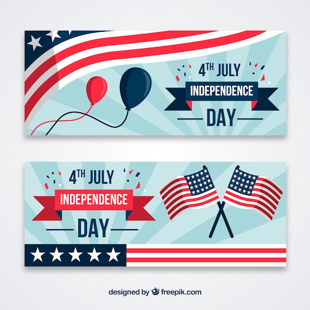 Usa independence banners with flat design