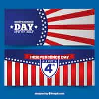 Free vector usa independence banners with flat design